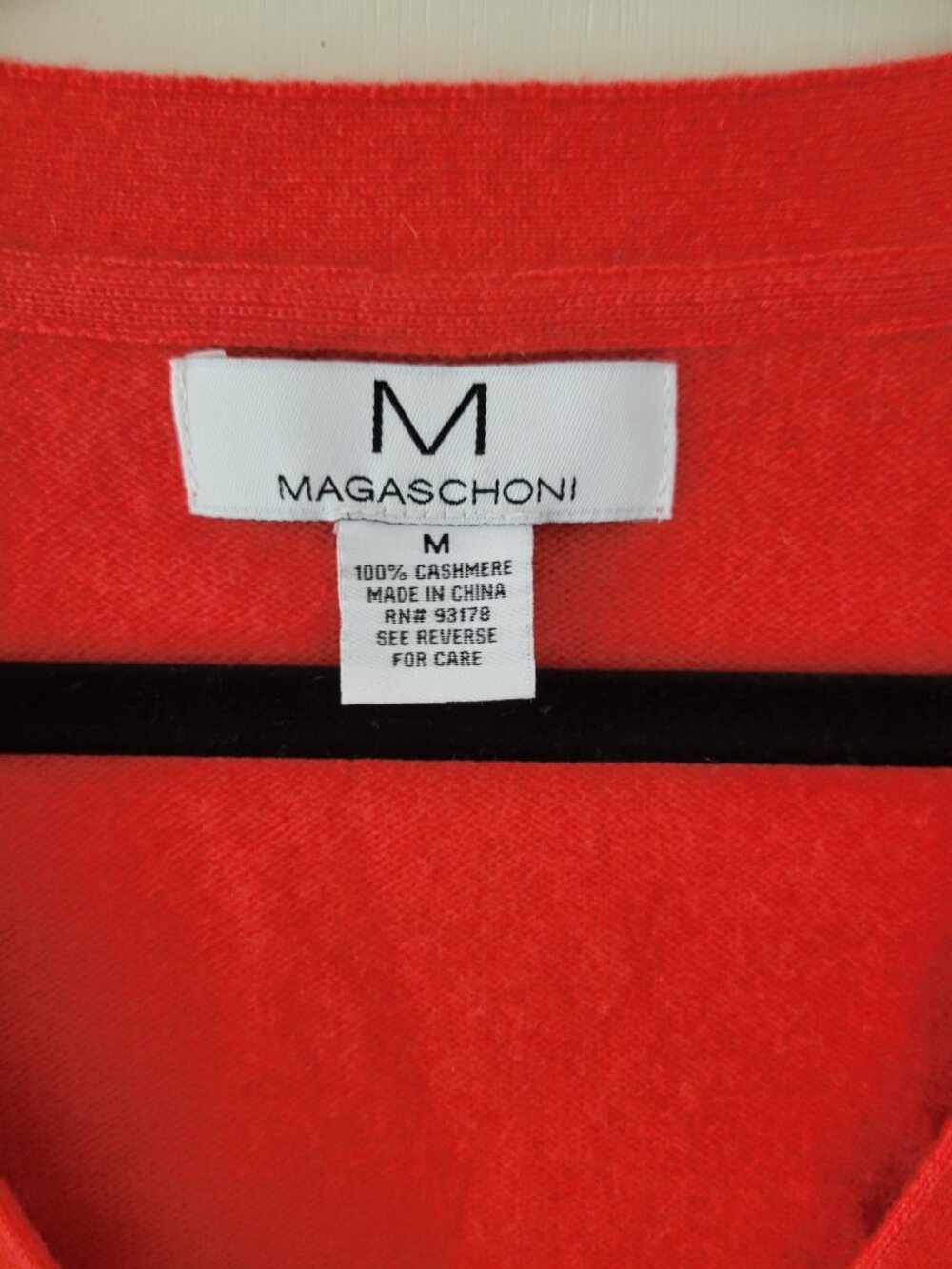 Magaschoni 100% Cashmere V-Neck Button Cardigan Coral Orange Short Sleeve M - Picture 3 of 9